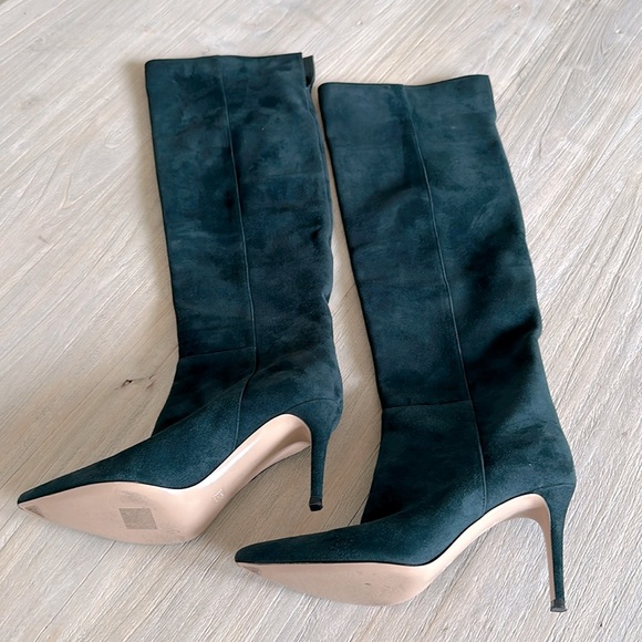 Gianvito Rossi Tall Suede Boots in Forest Green - Picture 3 of 14